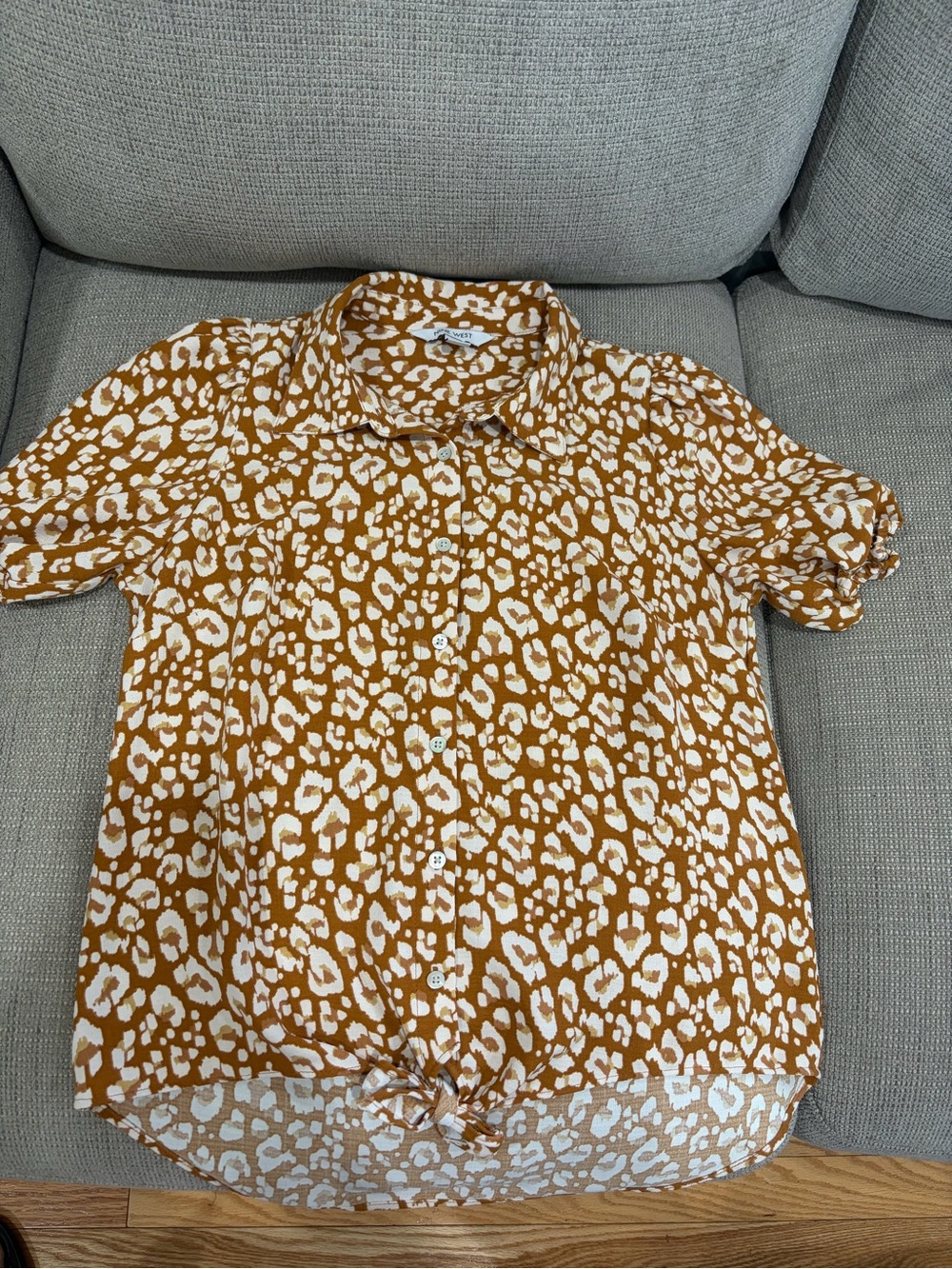 Nine West Rust and White Leopard Print Blouse Women’s